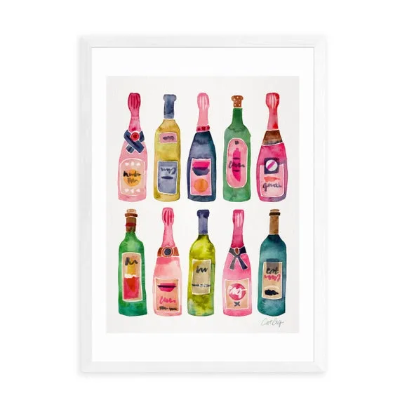 Champagne Wall Print - Multicolor, Paper