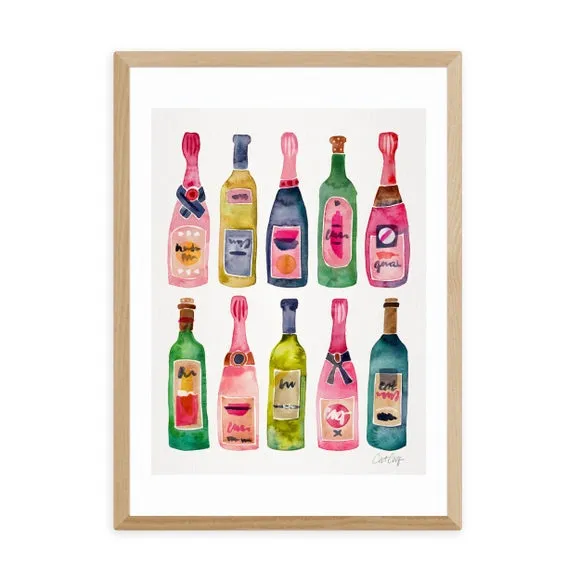 Champagne Wall Print - Multicolor, Paper