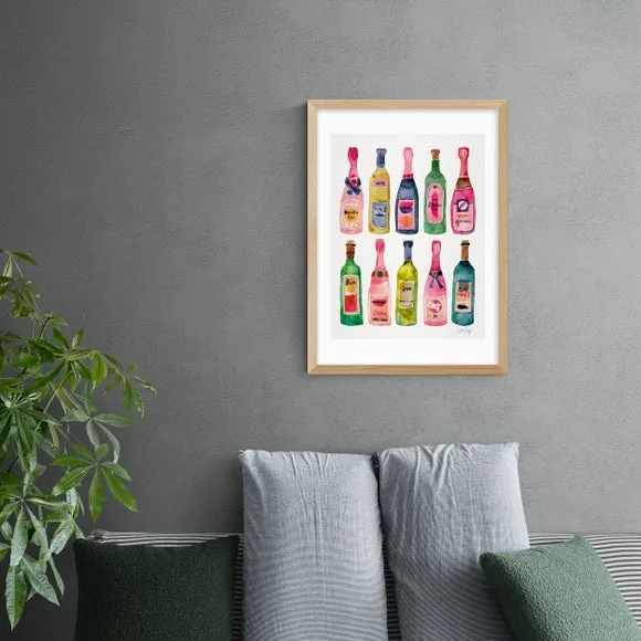 Champagne Wall Print - Multicolor, Paper