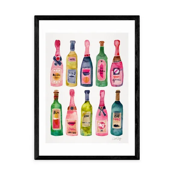 Champagne Wall Print - Multicolor, Paper