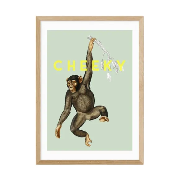Cheeky Monkey Wall Print - Green, Paper