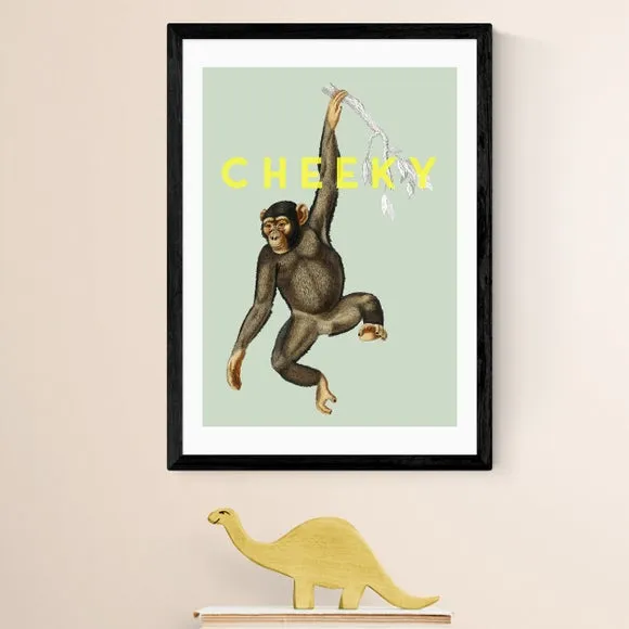 Cheeky Monkey Wall Print - Green, Paper