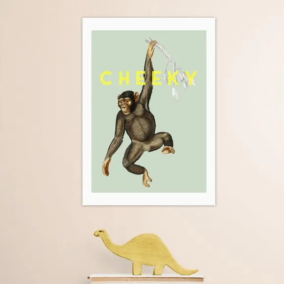 Cheeky Monkey Wall Print - Green, Paper
