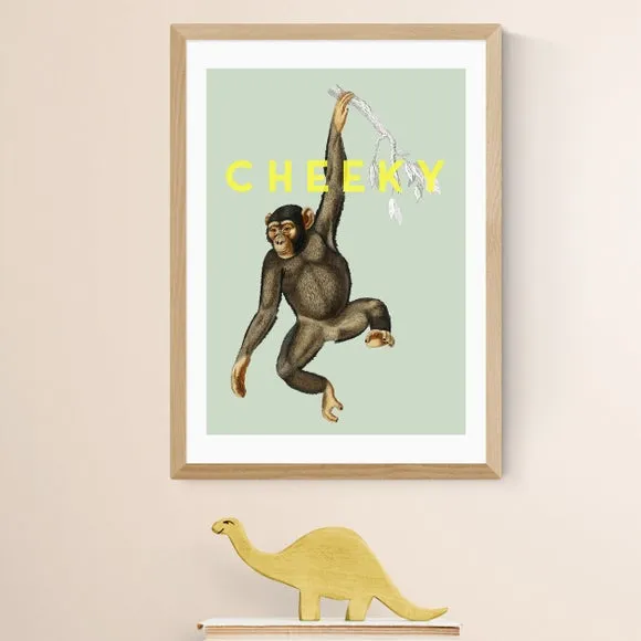 Cheeky Monkey Wall Print - Green, Paper