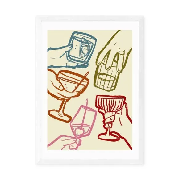 Cheers Glasses Wall Print - Multicolor, Paper