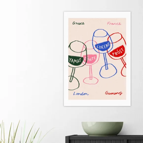 Cheers Glasses Wall Print - Multicolor, Paper image