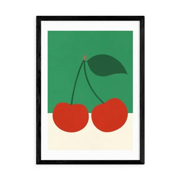 Cherries Art Print - Green