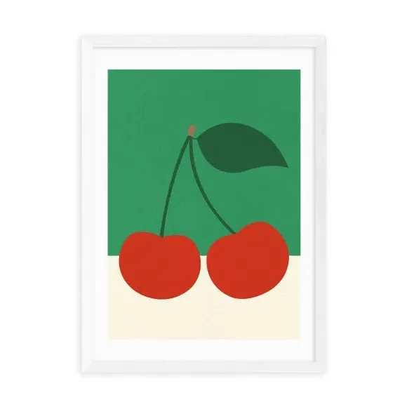 Cherries Art Print - Green