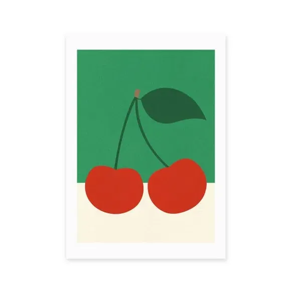 Cherries Art Print - Green