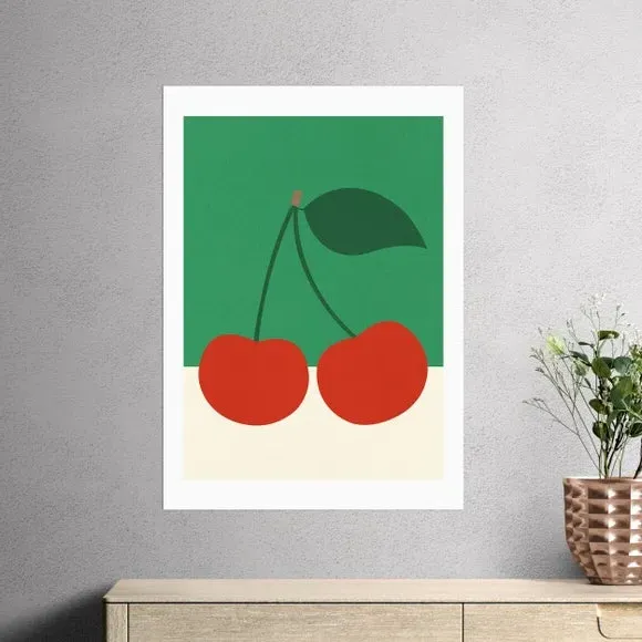 Cherries Art Print - Green image