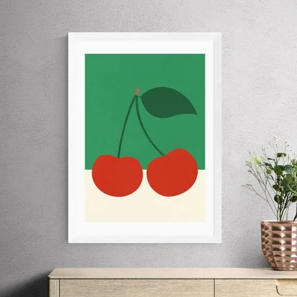 Cherries Art Print - Green