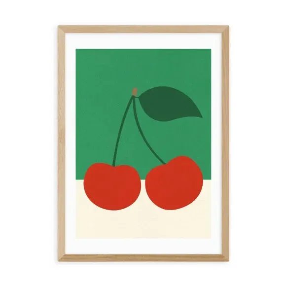 Cherries Art Print - Green