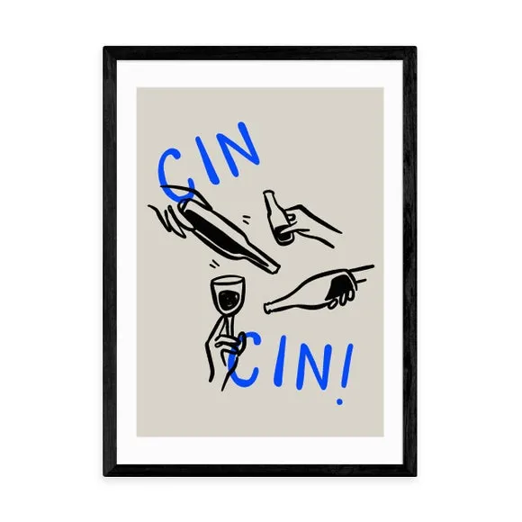 Cin Cin Wall Print - Blue, Paper