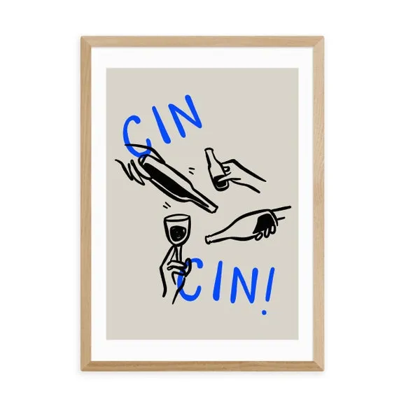Cin Cin Wall Print - Blue, Paper