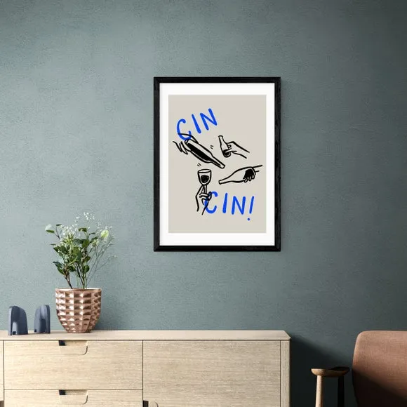 Cin Cin Wall Print - Blue, Paper