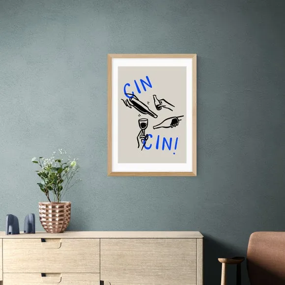 Cin Cin Wall Print - Blue, Paper