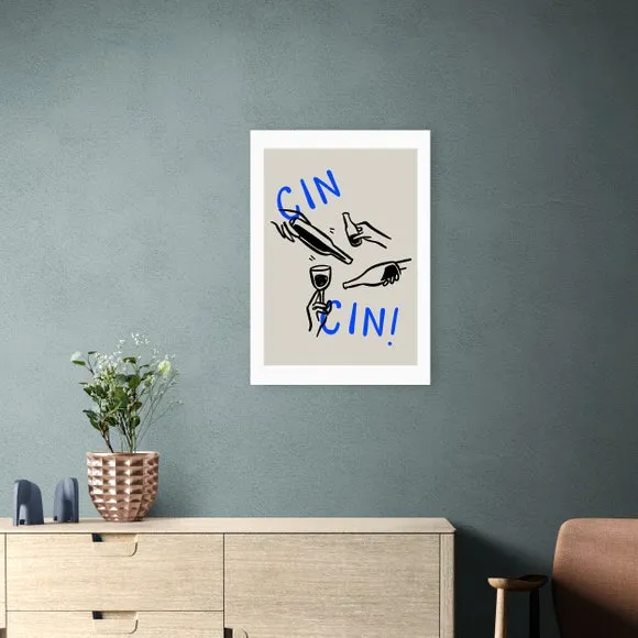 Cin Cin Wall Print - Blue, Paper image