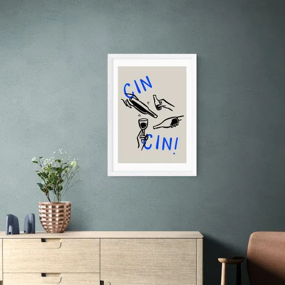 Cin Cin Wall Print - Blue, Paper