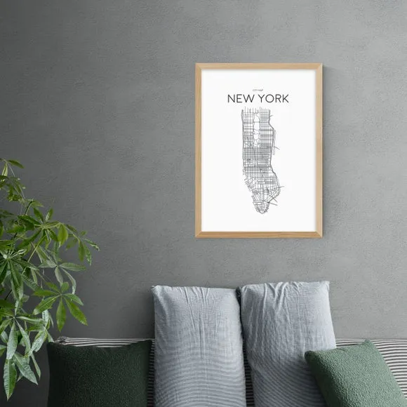 City Map Wall Print - Black, Paper