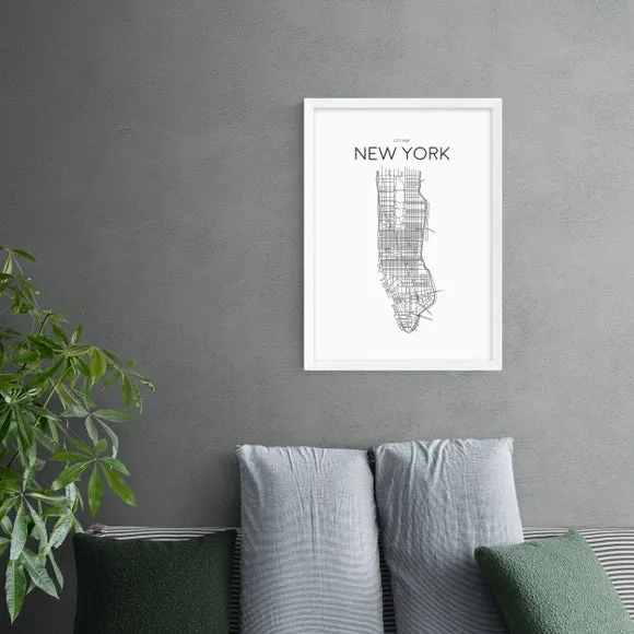 City Map Wall Print - Black, Paper