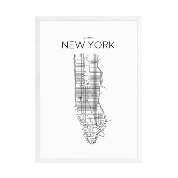 City Map Wall Print - Black, Paper