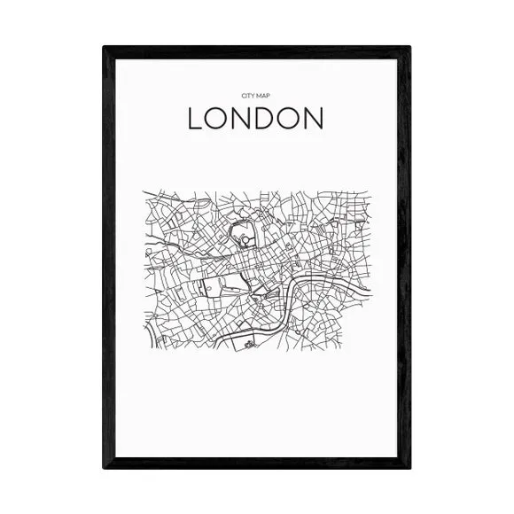 City Map Wall Print - Black, Paper