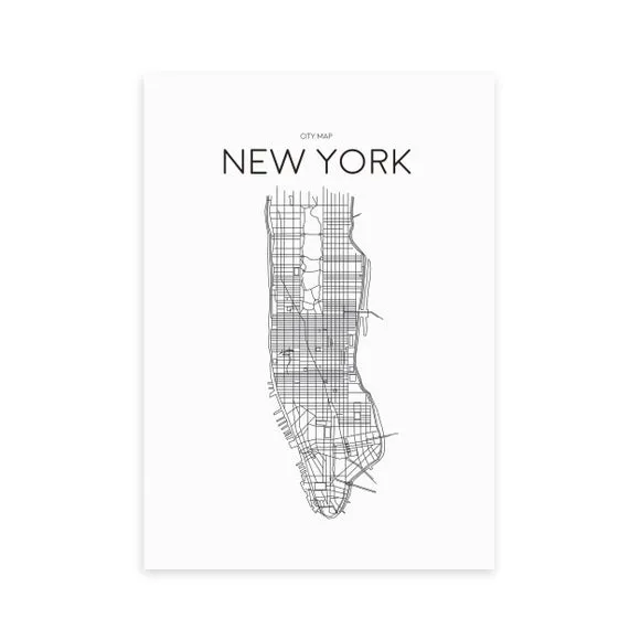 City Map Wall Print - Black, Paper image