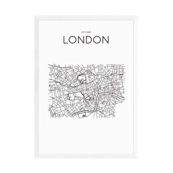City Map Wall Print - Black, Paper