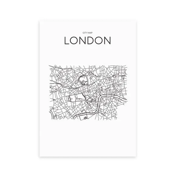 City Map Wall Print - Black, Paper
