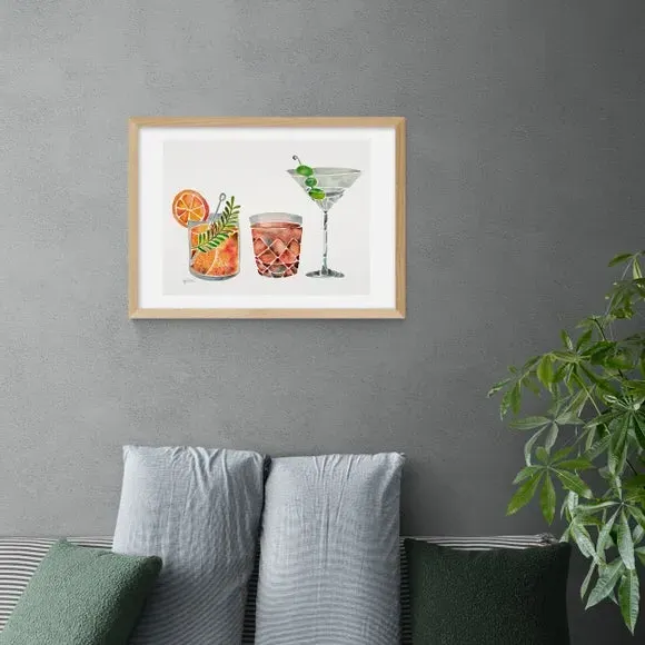 Classic Cocktails Wall Print - Multicolor, Paper