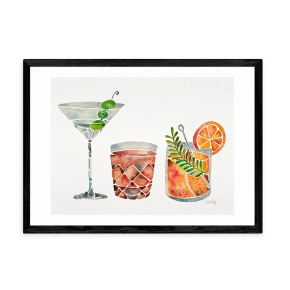 Classic Cocktails Wall Print - Multicolor, Paper