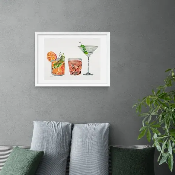 Classic Cocktails Wall Print - Multicolor, Paper