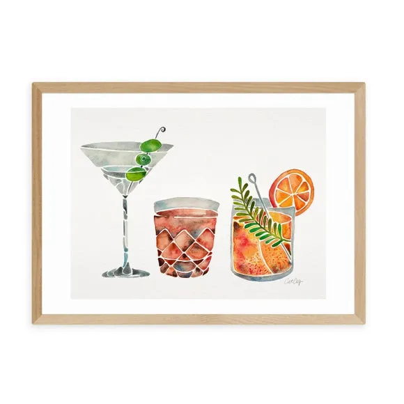 Classic Cocktails Wall Print - Multicolor, Paper