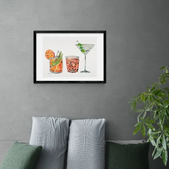 Classic Cocktails Wall Print - Multicolor, Paper