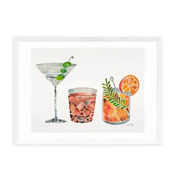 Classic Cocktails Wall Print - Multicolor, Paper