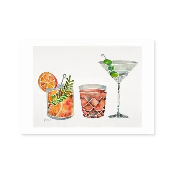 Classic Cocktails Wall Print - Multicolor, Paper