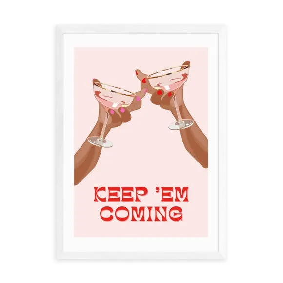 Cocktail Art Print with Frame Options - Pink