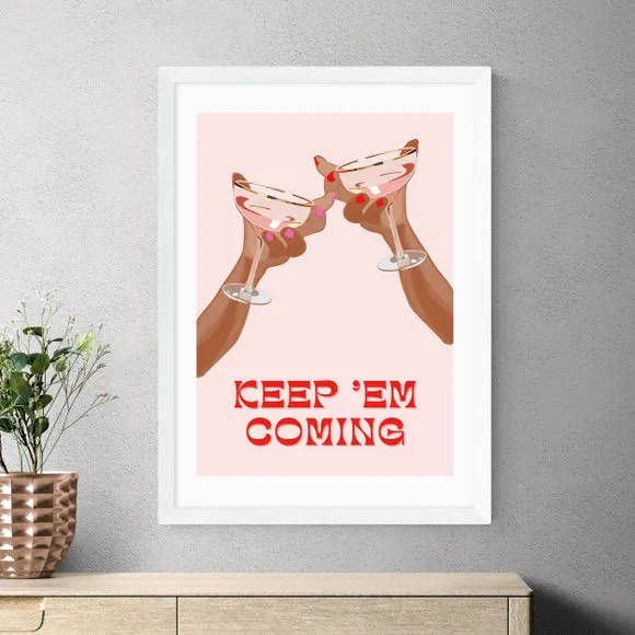 Cocktail Art Print with Frame Options - Pink