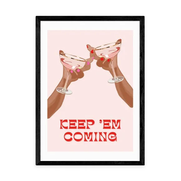 Cocktail Art Print with Frame Options - Pink