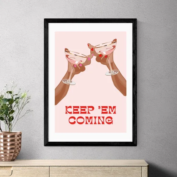 Cocktail Art Print with Frame Options - Pink