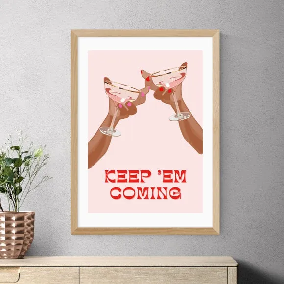 Cocktail Art Print with Frame Options - Pink