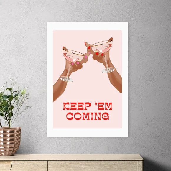 Cocktail Art Print with Frame Options - Pink