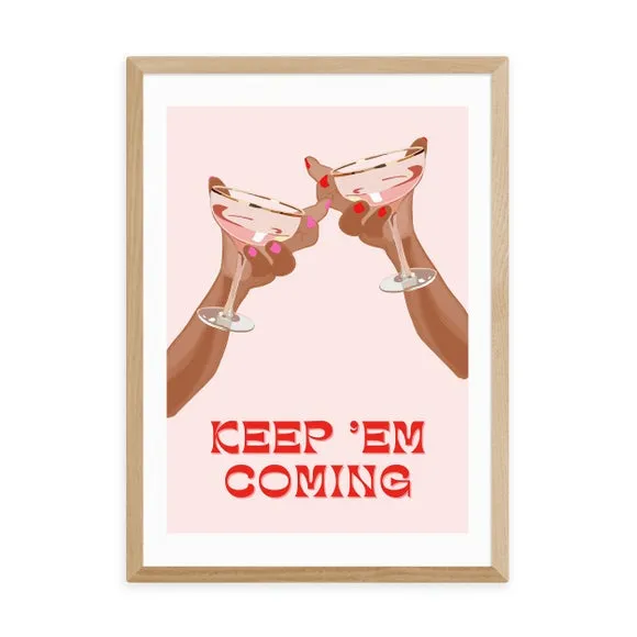 Cocktail Art Print with Frame Options - Pink