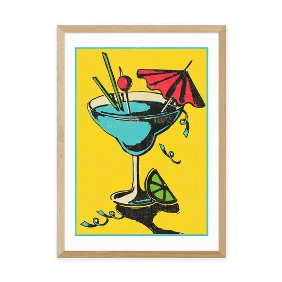 Cocktail Wall Print - Yellow, Paper