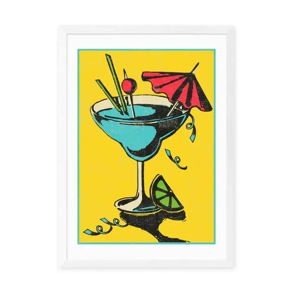 Cocktail Wall Print - Yellow, Paper