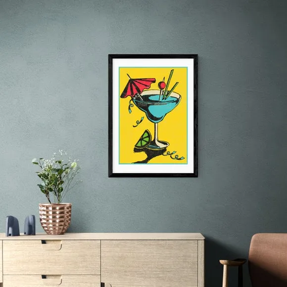 Cocktail Wall Print - Yellow, Paper