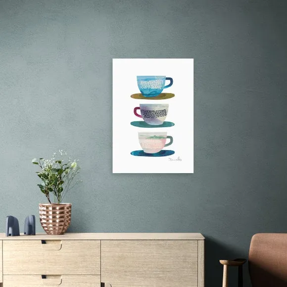 Coffee Cups Wall Print - Multicolor, Paper image