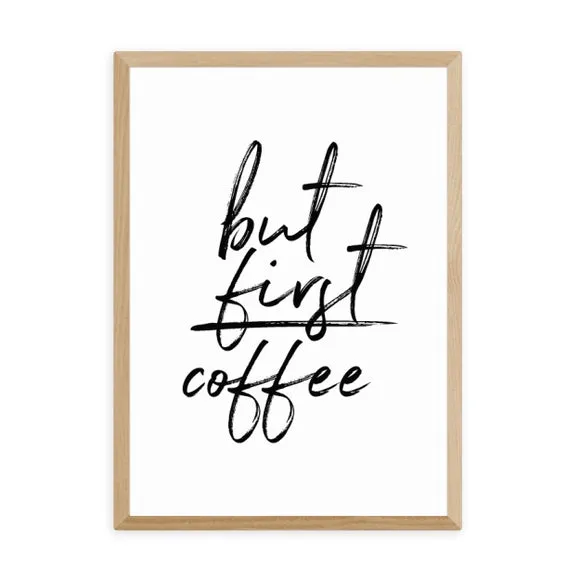 Coffee Typography Wall Print - Black, Paper