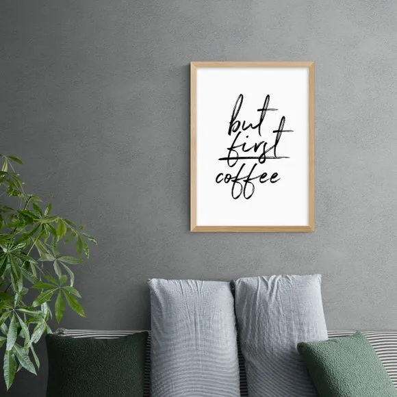 Coffee Typography Wall Print - Black, Paper