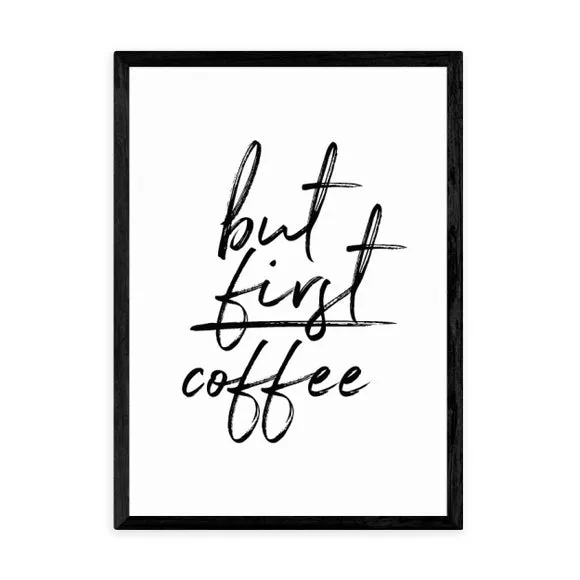 Coffee Typography Wall Print - Black, Paper
